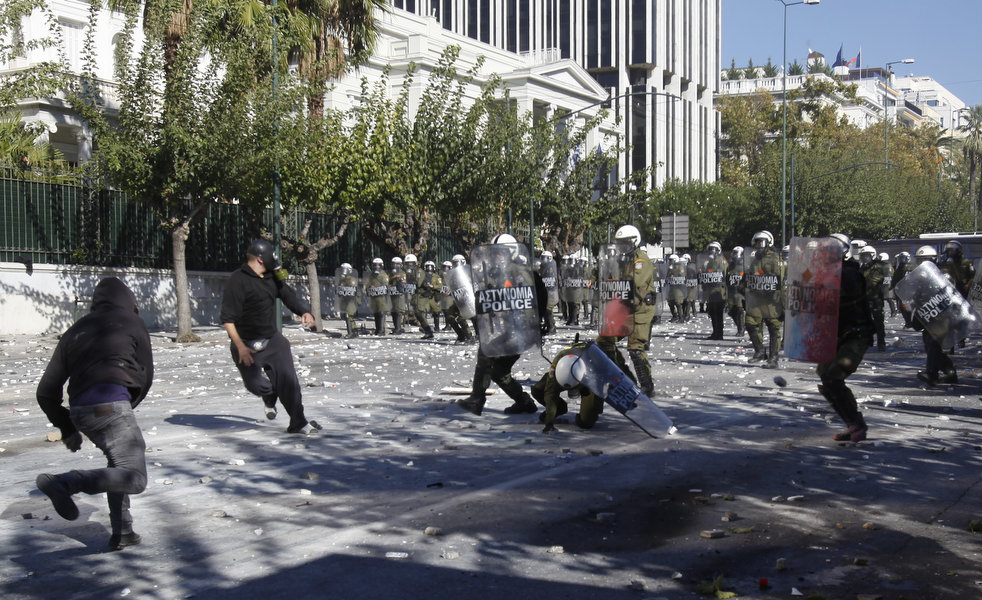 Greek riot police officer,